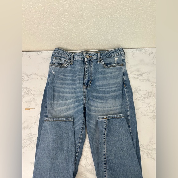 Forever 21 Distressed Stretch Denim Jeans Womens 28 Blue Wash Ripped Ankle - Picture 3 of 5